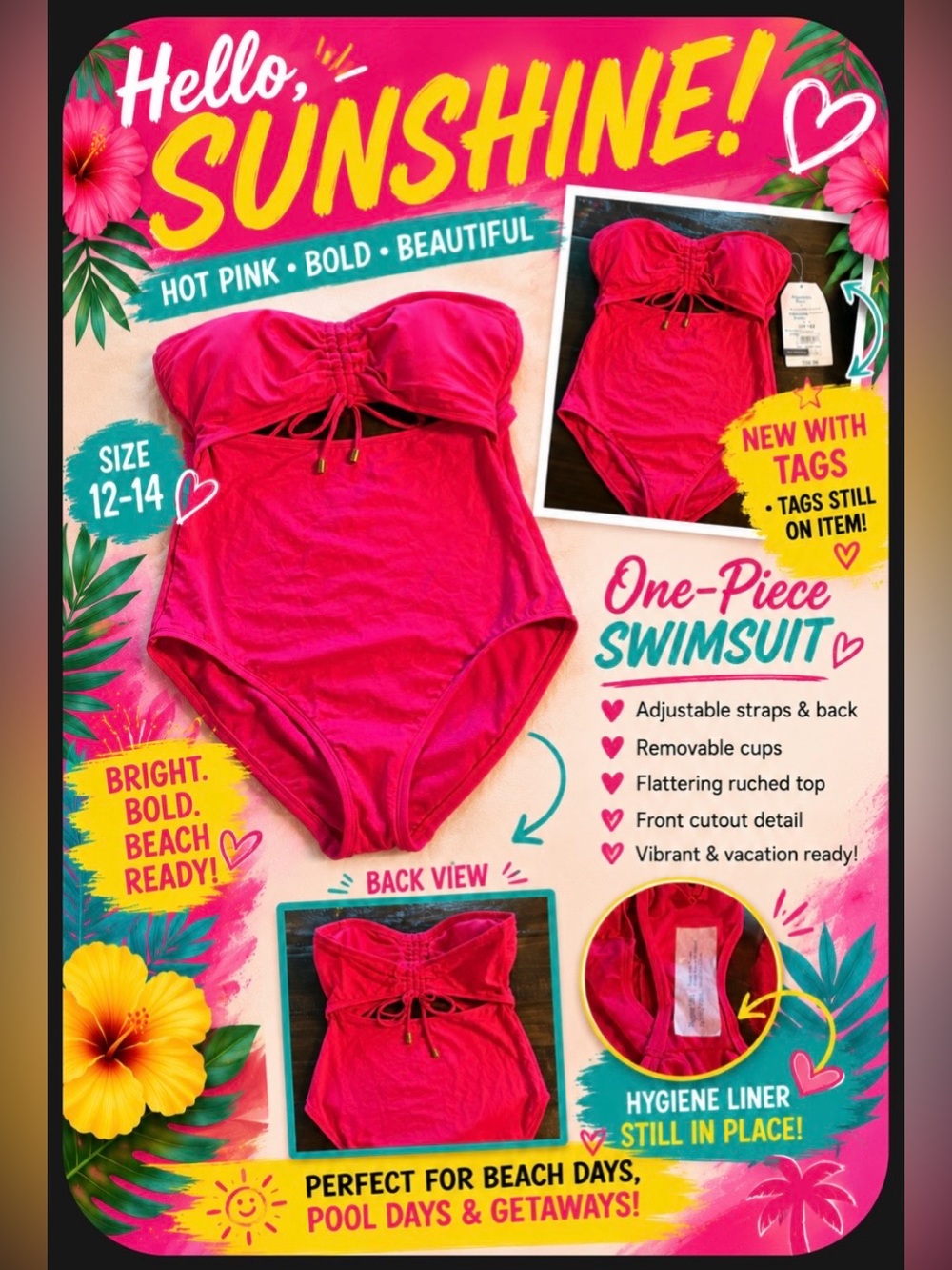 🌺 HOT PINK -FUCHSIA ONE-PIECE SWIMSUIT 🌺
Bright • Bold • Beach Ready!